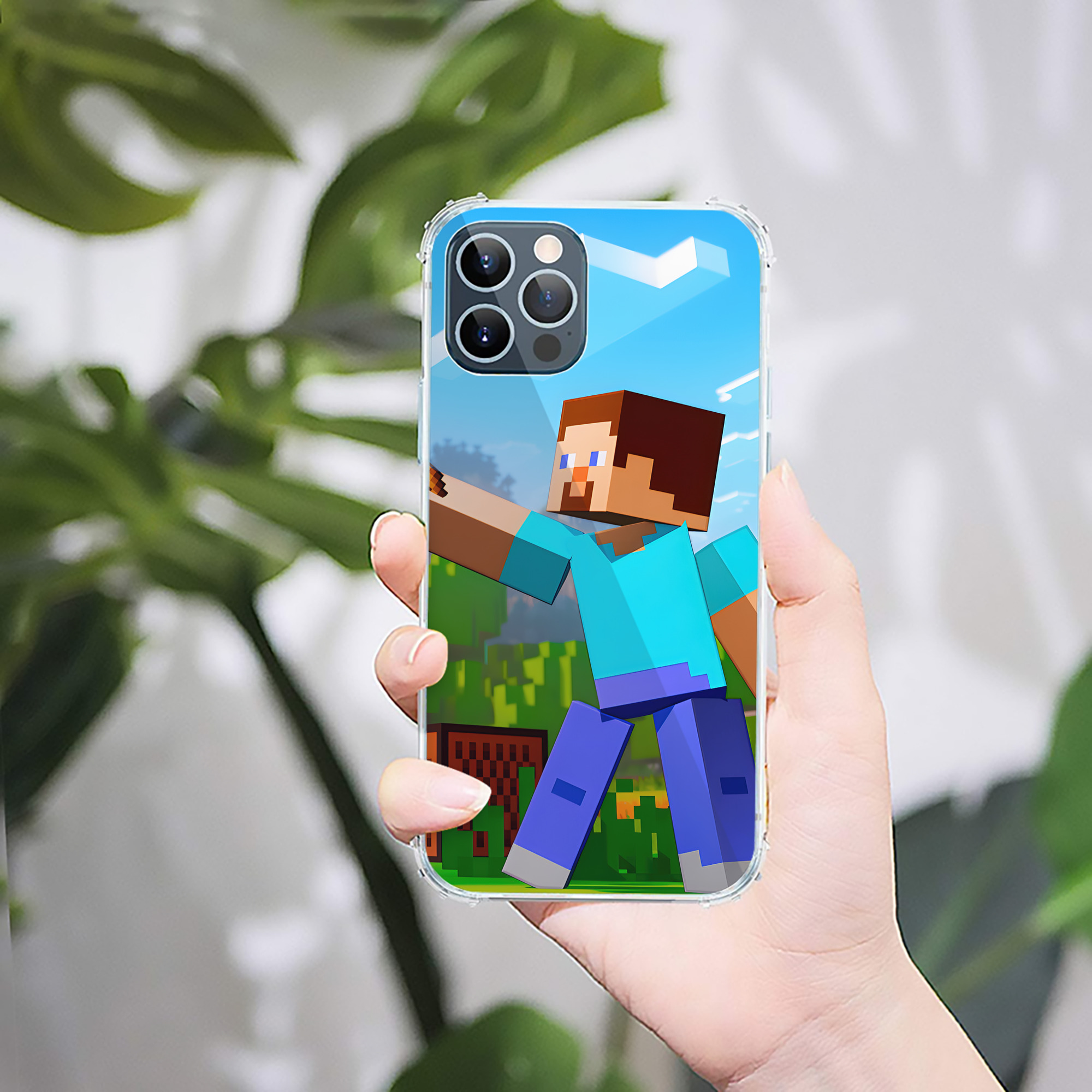 （画像用） マインクラフト ブロックの世界 Minecraft MC Block world 【iPhone 12シリーズ対応】透明スマホケース（クリアソフトケース）